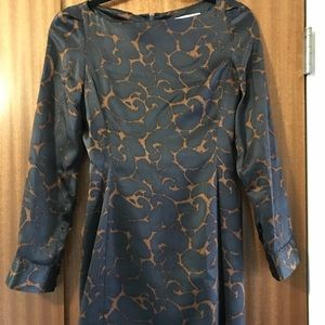 Kyumi 100% silk mini dress black/brown long sleeve